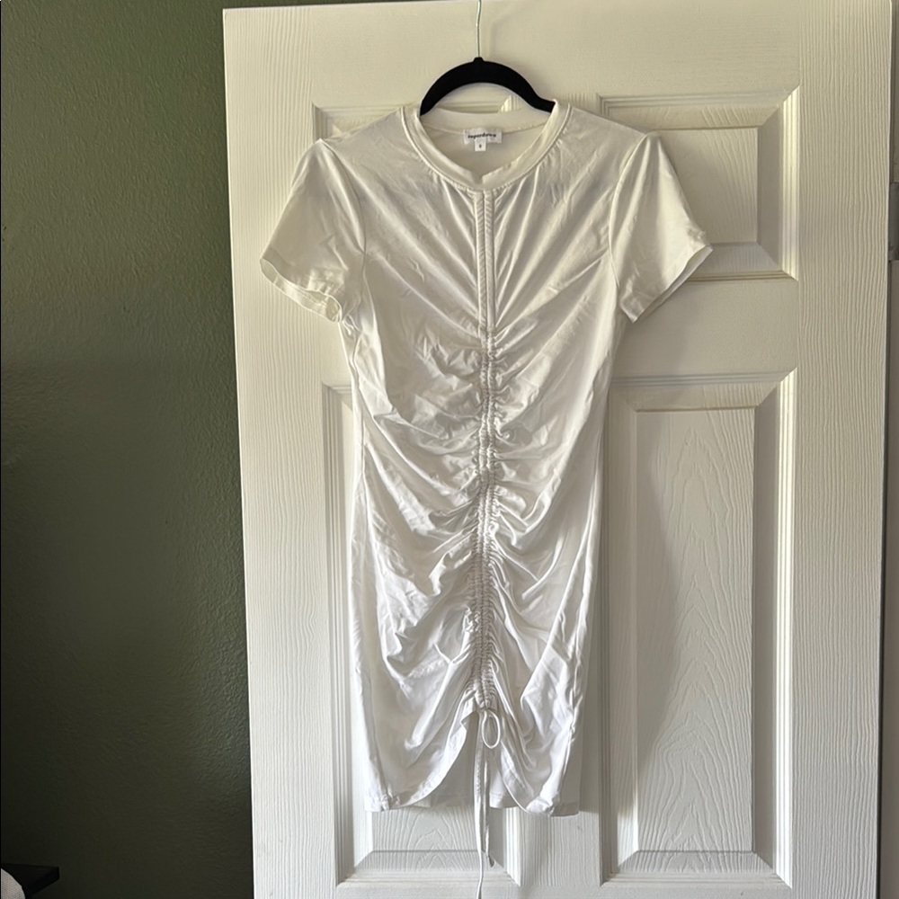 Superdown White Ruched Bodycon Mini Dress